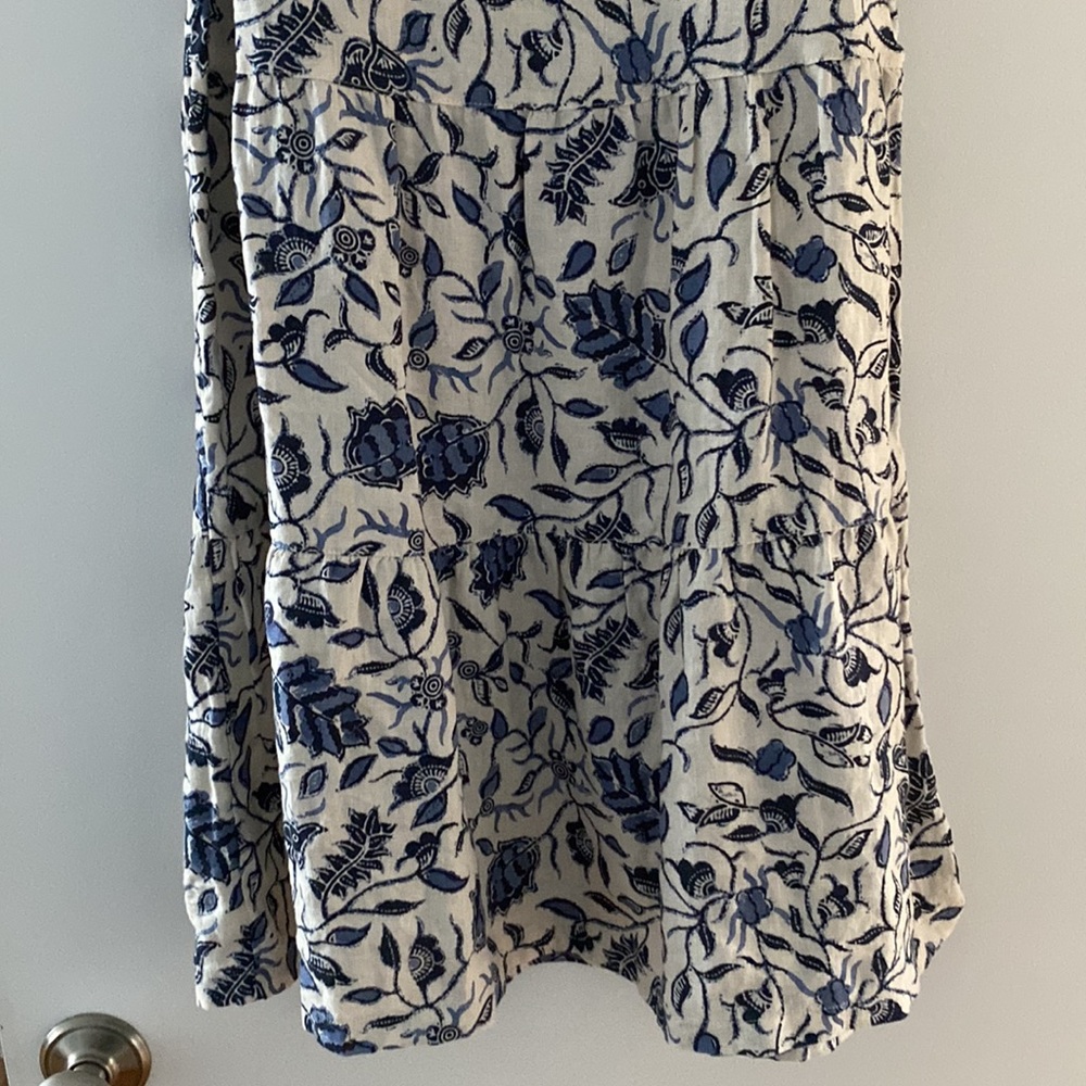 princess polly baby blue dress Handmade Girls Linen Floral Dress in Navy Gardenia